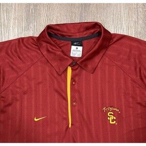 USC Trojans Polo Shirt Mens XL Red Nike Dri Fit NCAA